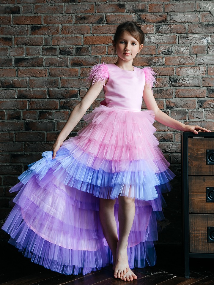 Платье "Француженка" цвет розовый-фиолетовый
